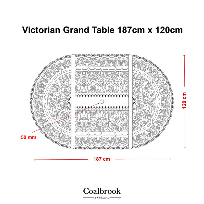 victorian grand garden table top view measurements