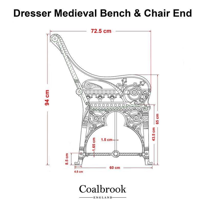 medieval bench and chair end measurements