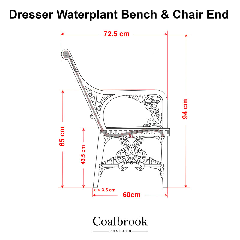 waterplant bench and chair end measurements