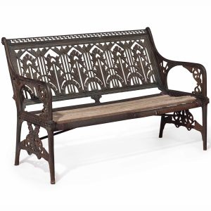 historical image of the coalbrookdale waterplant garden bench