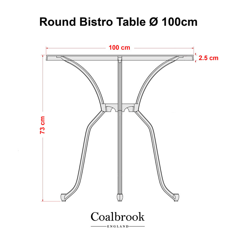 bistro table 100cm measurements