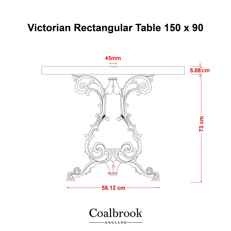 victorian rectangular table side view measurements