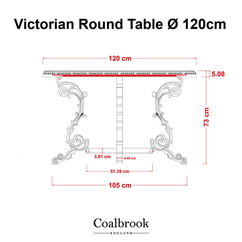 victorian round table measurements