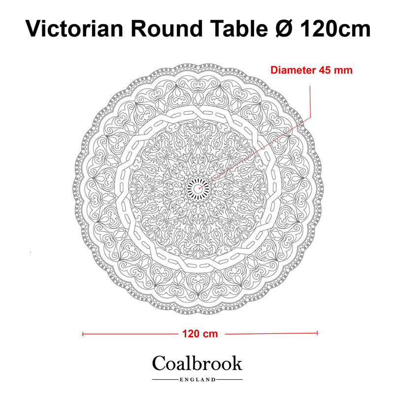 victorian round table 120cm measurements
