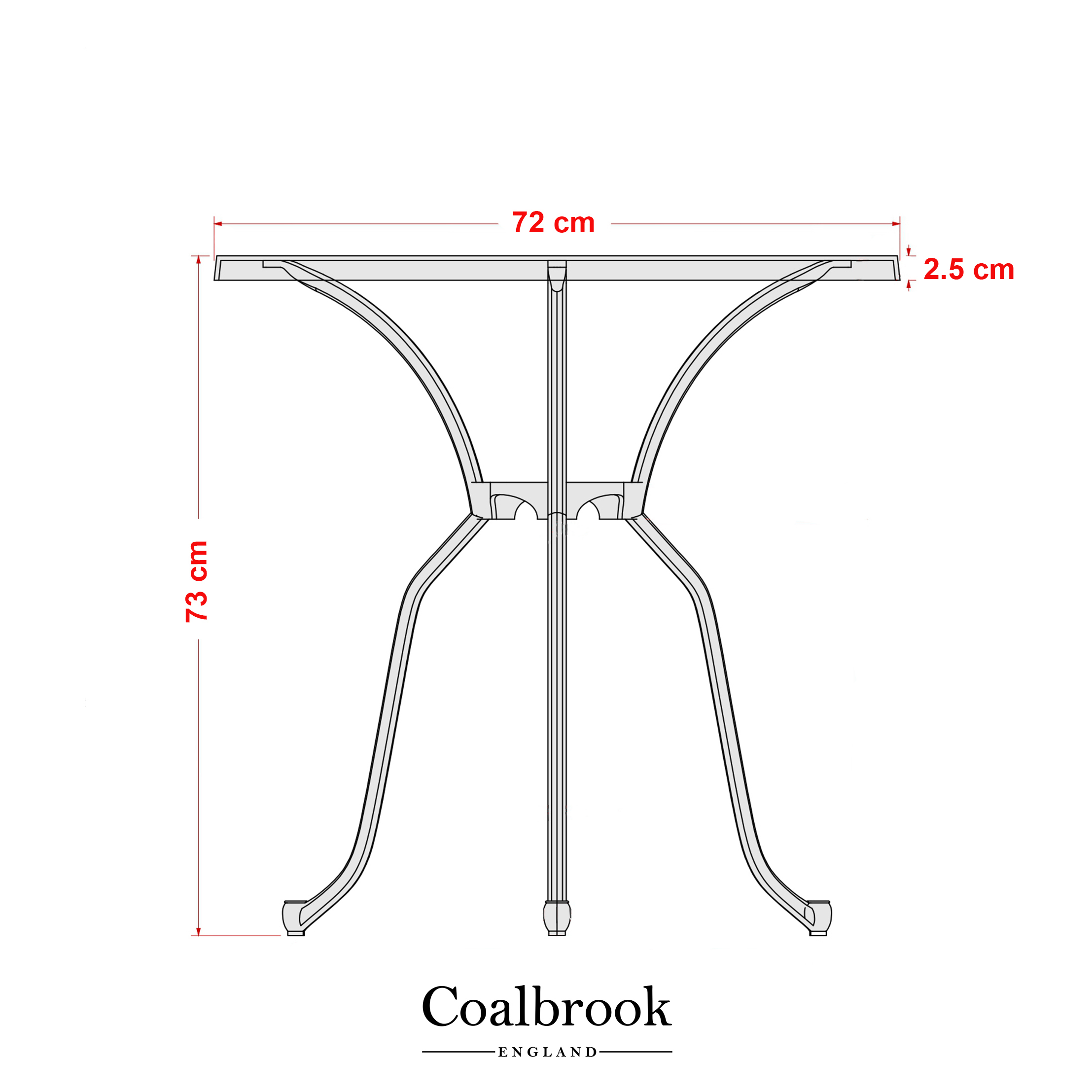 side measurements of bistro table