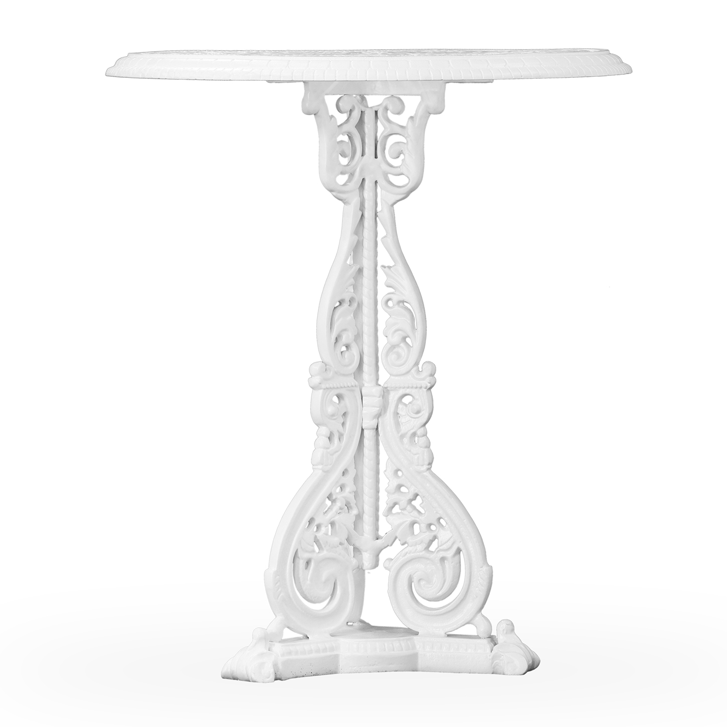 christopher dresser bistro table in white side view