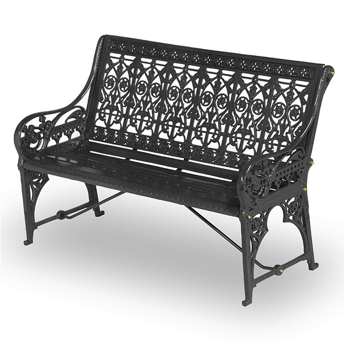 coalbrookdale medieval garden bench 5ft in black