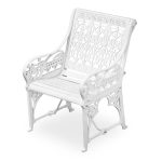medieval garden chair in white aluminium