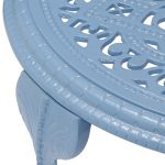 dresser round coffee table leg blue close up