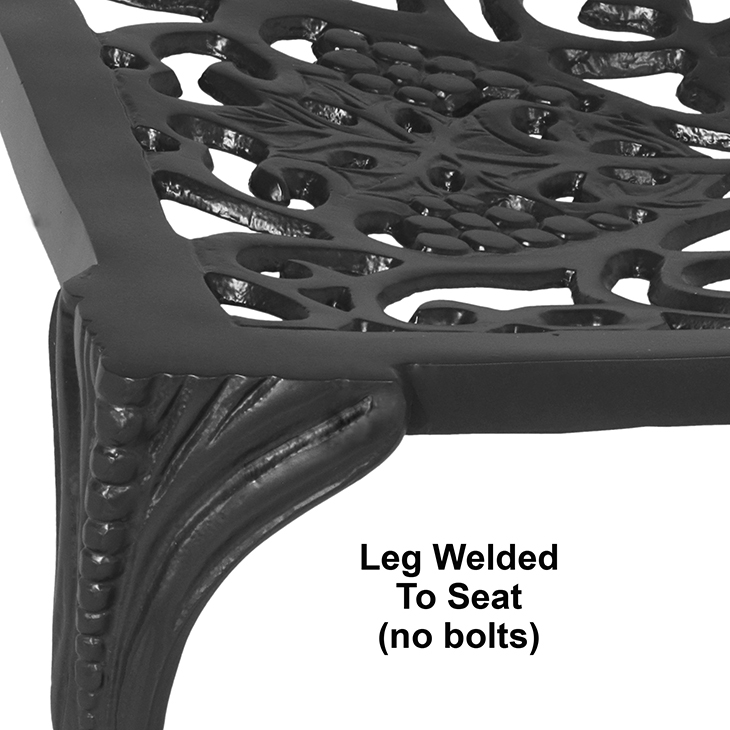 close up of black grape chair leg