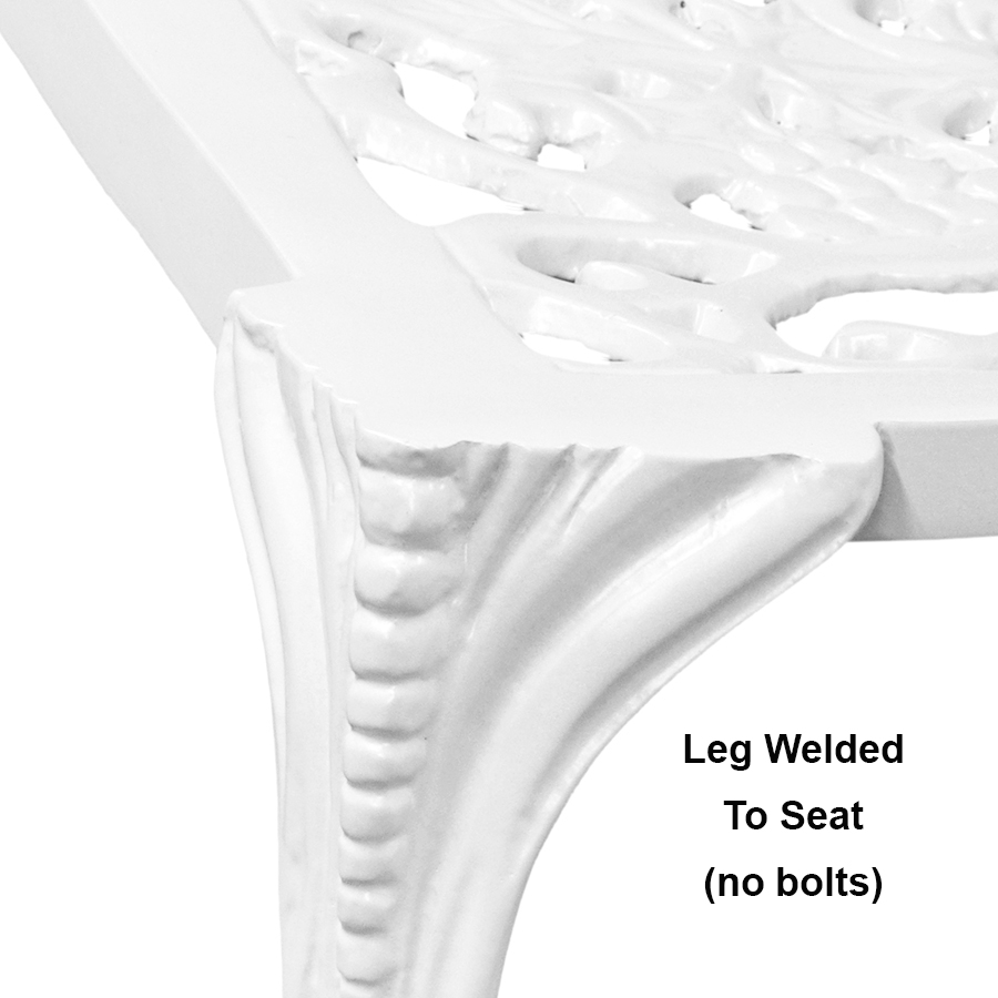close up of white grape chair leg