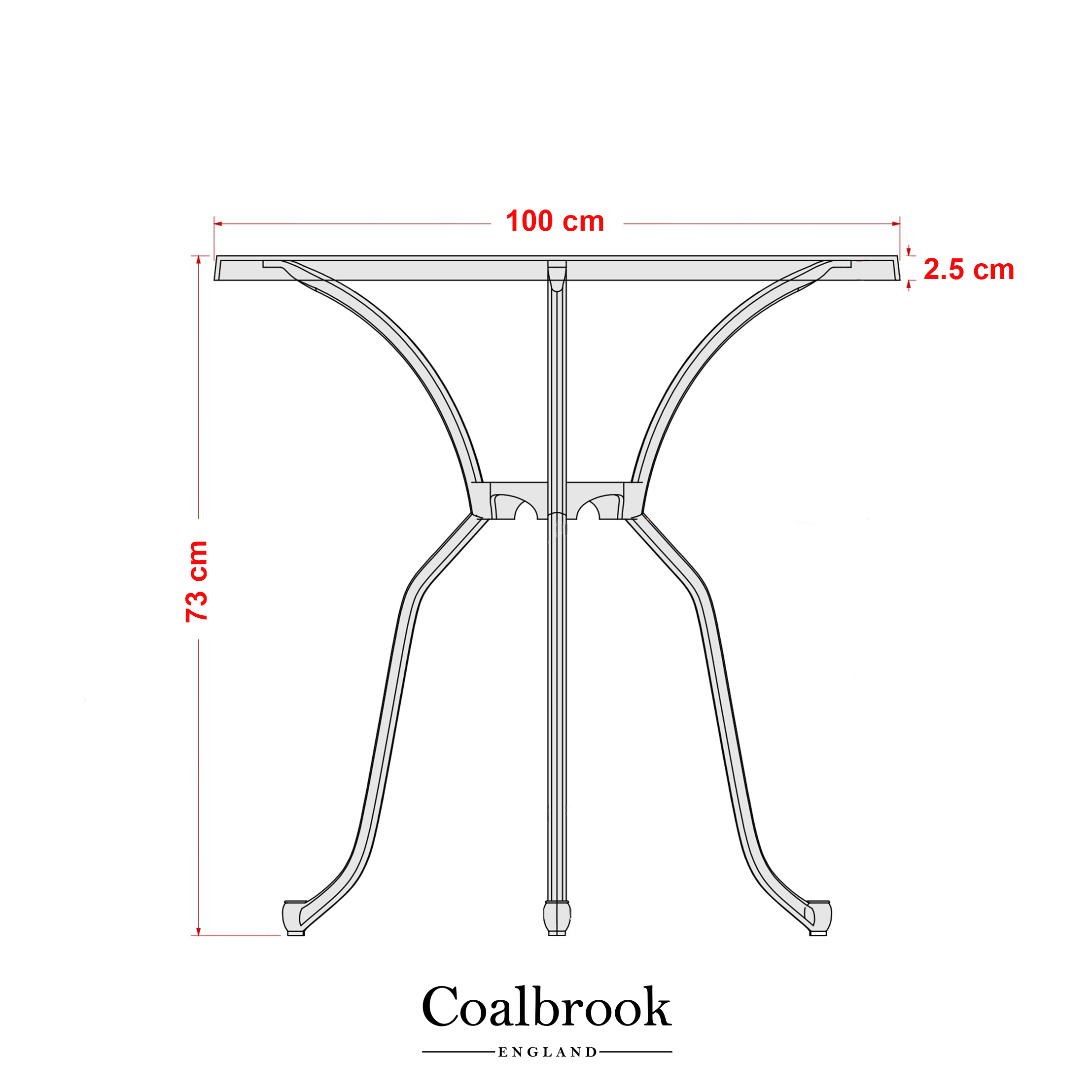 round bistro table side measurements