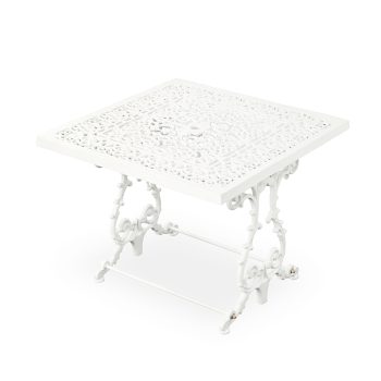 Victorian style square garden table in white