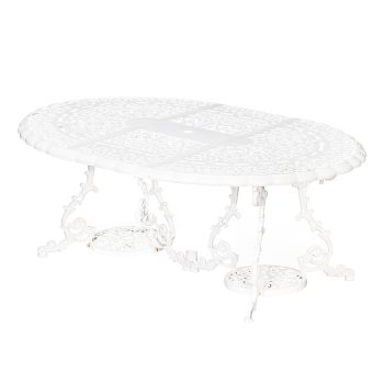 victorian grand garden table in white