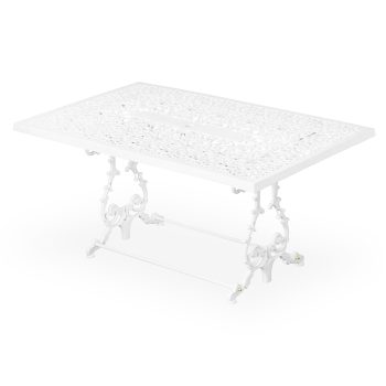 rectangular garden table in white
