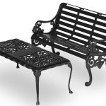 sandringham bench and table in black aluminium
